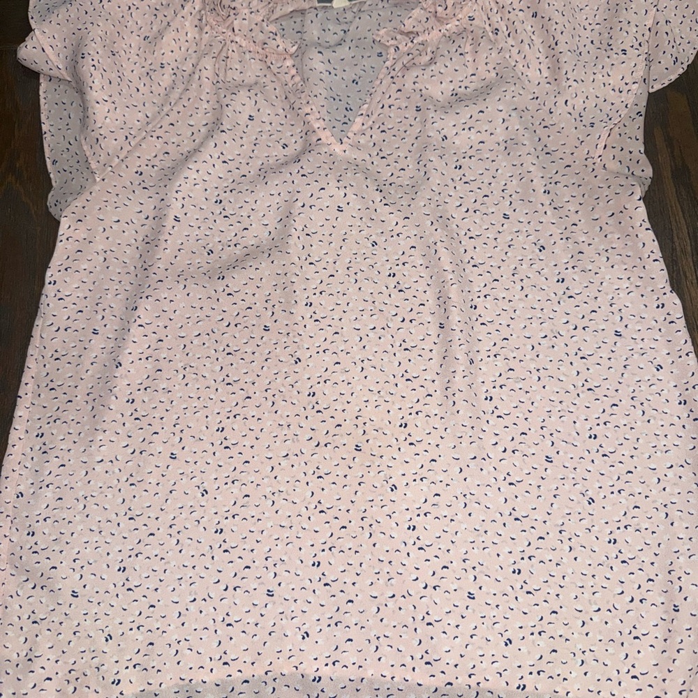 Light Pink Short Sleeve Tunic with Navy Dot Print